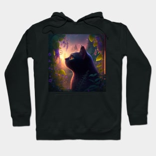 Cat Watching Sunset Scene Hoodie